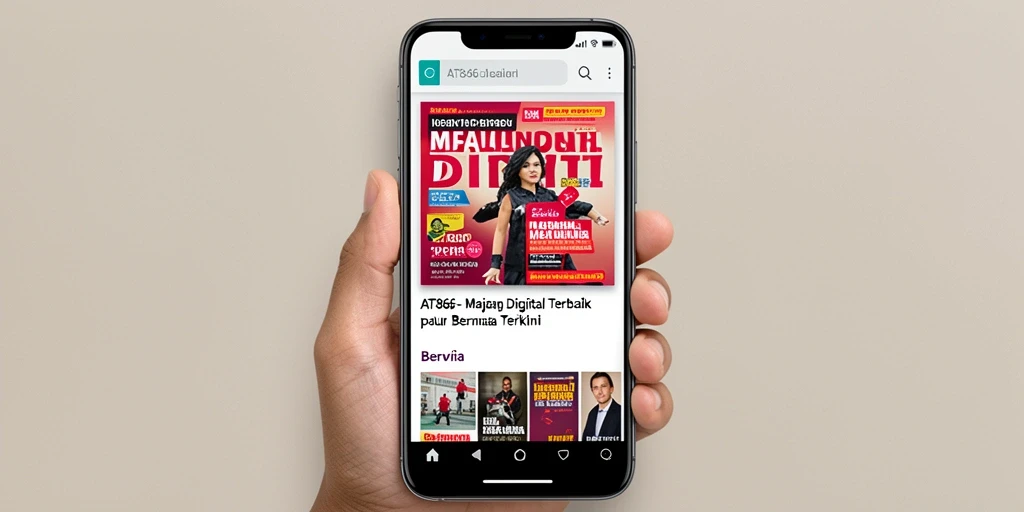 Tampilan antarmuka AT866 yang modern dan interaktif untuk majalah digital.