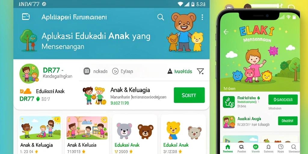 Antarmuka aplikasi IDR77 yang interaktif dan menyenangkan untuk anak-anak.