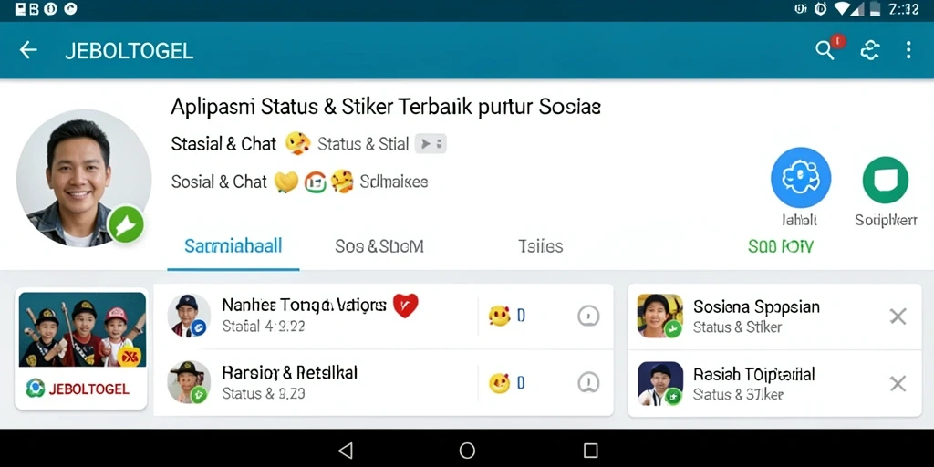 Tampilan antarmuka JEBOLTOGEL dengan berbagai stiker menarik.