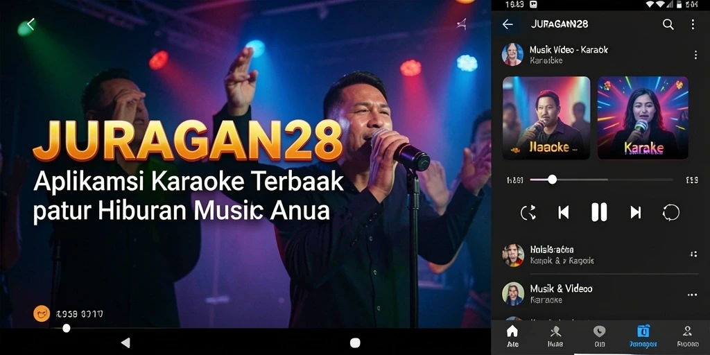 Antarmuka aplikasi JURAGAN28 yang intuitif dan menarik untuk karaoke.